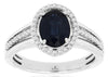 1.67CT DIAMOND & AAA SAPPHIRE 14KT WHITE GOLD OVAL & ROUND HALO ENGAGEMENT RING