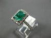 WIDE 1.87CT DIAMOND & AAA EMERALD 14KT WHITE GOLD 3D SQUARE HALO ENGAGEMENT RING