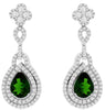 LARGE 5.15CT DIAMOND & AAA RUSSALITE 14KT WHITE GOLD PEAR SHAPE HANGING EARRINGS