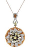 2.6CT WHITE & FANCY YELLOW DIAMOND 18K ROSE GOLD 3D FLOWER LOVE FLOATING PENDANT