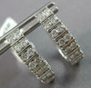 .95CT DIAMOND 14KT WHITE GOLD 3D ROUND 2 ROW OVAL HUGGIE HOOP HANGING EARRINGS