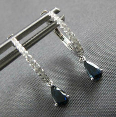 .67CT DIAMOND & AAA SAPPHIRE 14KT WHITE GOLD PEAR SHAPE HUGGIE HANGING EARRINGS