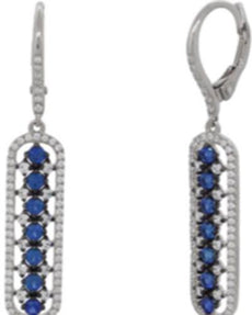 1.30CT DIAMOND & AAA SAPPHIRE 14K WHITE GOLD HALO FUN LEVERBACK HANGING EARRINGS