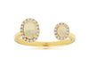 1.11CT DIAMOND & AAA OPAL 14KT YELLOW GOLD OVAL DOUBLE FLOWER TENSION FUN RING