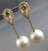 ESTATE LARGE 2.80CT DIAMOND & AAA MORGANITE & PINK PEARL 18K ROSE GOLD HANGING EARRINGS