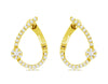 .22CT DIAMOND 14K YELLOW GOLD 3D TEAR DROP FLOWER SIDEWAYS HOOP HANGING EARRINGS