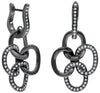 ESTATE .65CT DIAMOND 18K BLACK GOLD MULTI OVAL LOVE KNOT FLOWER HANGING EARRINGS