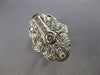 ANTIQUE LARGE .85CT DIAMOND 14KT WHITE GOLD 3D FILIGREE FLORAL FUN RING #28141
