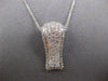 ESTATE LARGE .25CT DIAMOND 14K WHITE GOLD MULTI ROW RECTANGULAR FLOATING PENDANT