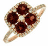 ESTATE 1.57CT DIAMOND & AAA GARNET 14K ROSE GOLD CLUSTER FLOWER SQUARE HALO RING