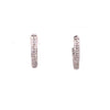 ESTATE .21CT DIAMOND 18KT WHITE GOLD CLASSIC 2 ROW PAVE HUGGIE HANGING EARRINGS