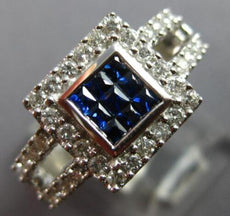 .90CT DIAMOND & AAA SAPPHIRE 14KT WHITE GOLD PRINCESS & ROUND INVISIBLE FUN RING