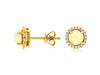 ESTATE .75CT DIAMOND & AAA OPAL 14K YELLOW GOLD ROUND HALO CLASSIC STUD EARRINGS