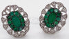 ESTATE 1.54CT DIAMOND & AAA EMERALD 14K WHITE GOLD FLOWER FILIGREE STUD EARRINGS