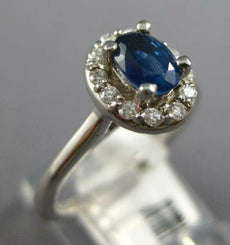 1.03CT DIAMOND & AAA SAPPHIRE 14KT WHITE GOLD 3D OVAL & ROUND FLOWER LOVE RING