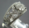 LARGE 1.48CT DIAMOND 18KT WHITE GOLD FLOWER BUTTERFLY FILIGREE ANNIVERSARY RING