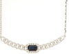 .44CT DIAMOND & AAA SAPPHIRE 14K WHITE GOLD 3D EMERALD CUT & ROUND LOVE NECKLACE