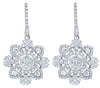 ESTATE LARGE 2.65CT DIAMOND 18KT WHITE GOLD 3D MULTI FLOWER FUN HANGING EARRINGS