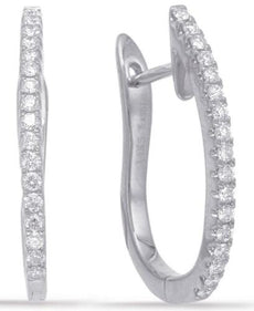 .32CT DIAMOND 14KT WHITE GOLD 3D ROUND SHARED PRONG OVAL HUGGIE HANGING EARRINGS