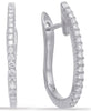 .32CT DIAMOND 14KT WHITE GOLD 3D ROUND SHARED PRONG OVAL HUGGIE HANGING EARRINGS