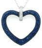 LARGE 4.2CT DIAMOND & AAA SAPPHIRE 18K WHITE GOLD 3D OPEN HEART FLOATING PENDANT