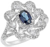 1.35CT DIAMOND & AAA SAPPHIRE 14KT WHITE GOLD 3D ROUND & OVAL FLOWER FUN RING