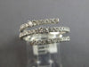 ESTATE .60CT DIAMOND 14KT WHITE GOLD 3D CLASSIC THREE ROW CRISS CROSS LOVE RING