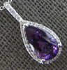 1.40CT DIAMOND & AAA AMETHYST 14KT WHITE GOLD 3D PEAR SHAPE & ROUND HALO PENDANT