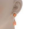 15.77CT DIAMOND & AAA CORAL 18KT ROSE GOLD ROUND PEAR SHAPE & MARQUISE EARRINGS