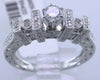ESTATE .59CT DIAMOND 14KT WHITE GOLD 3D CLASSIC ROUND FILIGREE ENGAGEMENT RING