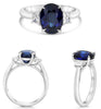 4.35CT DIAMOND & AAA SAPPHIRE PLATINUM OVAL & TRAPEZOID 3 STONE ENGAGEMENT RING