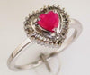 .85CT DIAMOND & AAA RUBY 14K WHITE GOLD HEART SHAPE & BAGUETTE CLASSIC LOVE RING