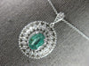ANTIQUE LARGE 2.10CT DIAMOND & EMERALD 14KT WHITE GOLD 3D OVAL & ROUND PENDANT