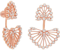 ESTATE LARGE 1.57CT DIAMOND 18KT ROSE GOLD FLOWER FILIGREE FUN HANGING EARRINGS