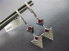 ESTATE .54CT DIAMOND & AAA RUBY 14KT WHITE GOLD TRIANGULAR FUN HANGING EARRINGS