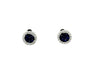 ESTATE .42CT DIAMOND & AAA SAPPHIRE 18KT WHITE GOLD CLUSTER FLOWER STUD EARRINGS