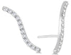 ESTATE .50CT DIAMOND 14KT WHITE GOLD 3D CLASSIC SWIRL WAVE EAR CLIMBER EARRINGS