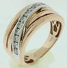 .50CT DIAMOND 14KT WHITE & ROSE GOLD ROUND CHANNEL DIAGONAL CRISS CROSS FUN RING