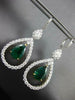 EXTRA LARGE 10.16CT DIAMOND & AAA EMERALD 18KT TWO TONE GOLD 3D HANGING EARRINGS