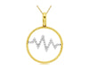 ESTATE .12CT DIAMOND 14KT 2 TONE GOLD CIRCULAR HEARTBEAT LOVE FLOATING PENDANT