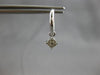 ESTATE .19CT DIAMOND 14KT WHITE GOLD 3D CLASSIC FLOWER HUGGIE HANGING EARRINGS