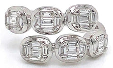 .79CT DIAMOND 18KT WHITE GOLD 3D BAGUETTE INVISIBLE MULTI OVAL CRISS CROSS RING