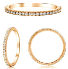 .38CT DIAMOND 14KT ROSE GOLD 3D ROUND 4 PRONG ETERNITY WEDDING ANNIVERSARY RING