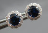 1.24CT DIAMOND & AAA SAPPHIRE 18KT WHITE GOLD 3D ROUND HALO FLOWER STUD EARRINGS