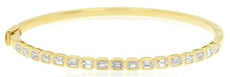 1.8CT DIAMOND 14KT YELLOW GOLD EMERALD CUT BEZEL SEMI ETERNITY BANGLE BRACELET