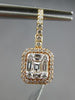 LARGE .86CT DIAMOND 18KT ROSE GOLD 3D ROUND & BAGUETTE CLUSTER HANGING EARRINGS