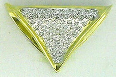 1.0CT DIAMOND 14KT YELLOW GOLD 3D ROUND CLASSIC PAVE TRIANGULAR SLIDER PENDANT