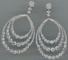 LARGE 15.80CT DIAMOND 14KT WHITE GOLD 3D MULTI ROW GRADUATING TEAR DROP EARRINGS