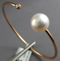 .06CT DIAMOND & AAA SOUTH SEA PEARL 18KT ROSE GOLD FLEXIBLE 3D BANGLE BRACELET
