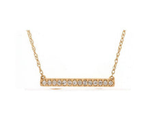 ESTATE .10CT DIAMOND 14KT YELLOW GOLD 3D CLASSIC ROUND SIDEWAY BAR FUN NECKLACE